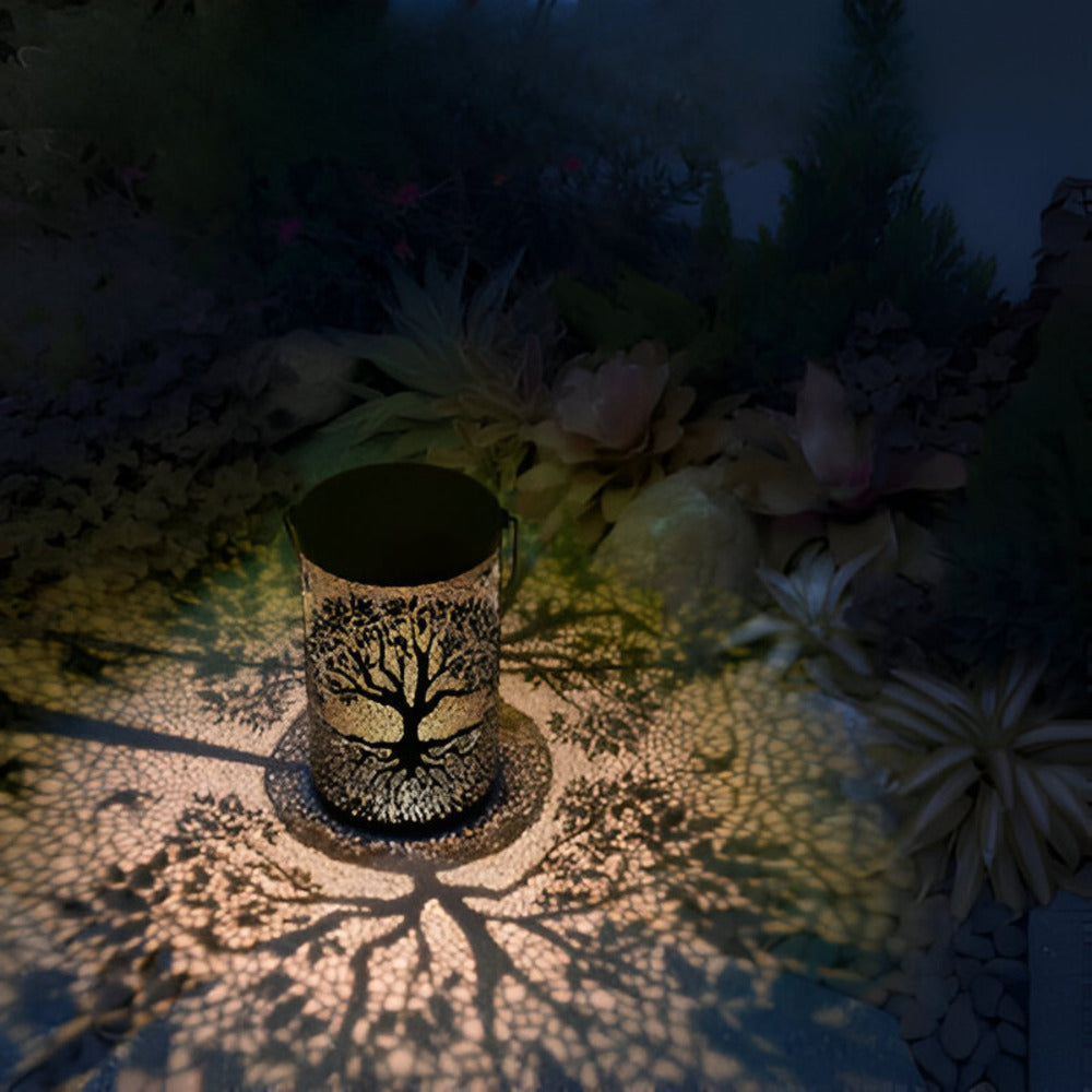 Lampe de jardin solaire LED avec design en bois – éclairage d'extérieur atmosphérique