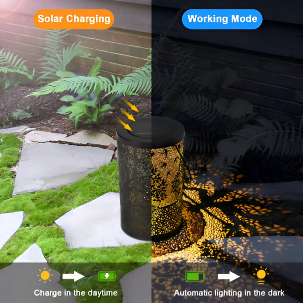 Lampe de jardin solaire LED avec design en bois – éclairage d'extérieur atmosphérique
