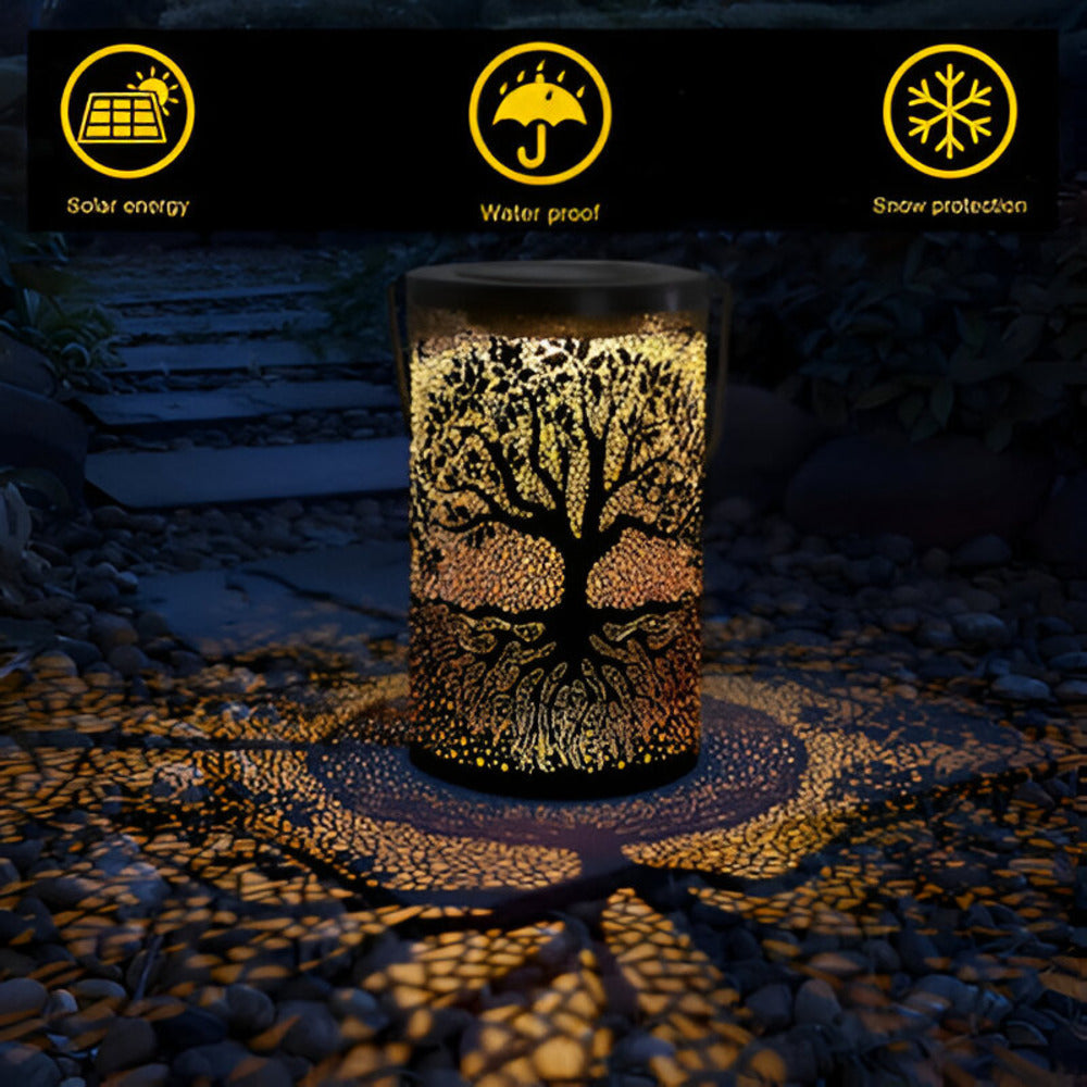 Lampe de jardin solaire LED avec design en bois – éclairage d'extérieur atmosphérique