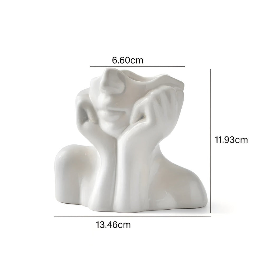 Vase FemmeFlora - Vase à Fleurs Expressive avec un Visage Humain