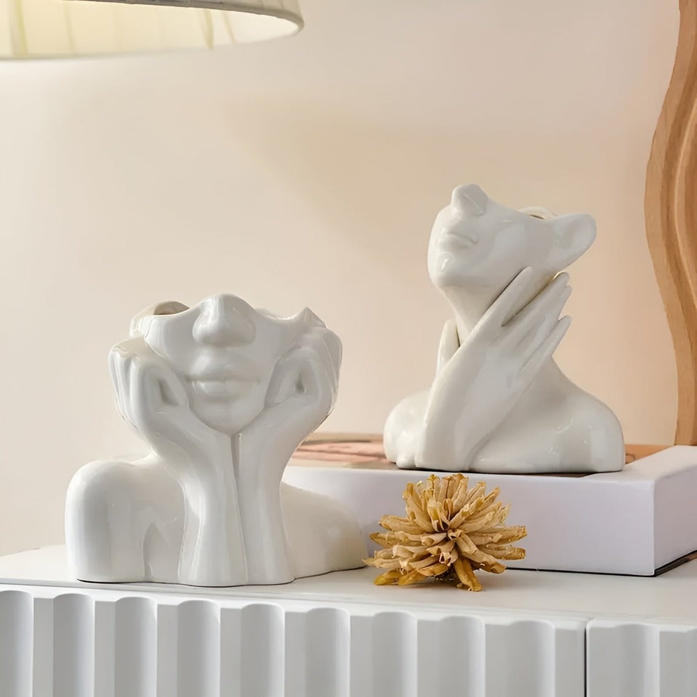 Vase FemmeFlora - Vase à Fleurs Expressive avec un Visage Humain