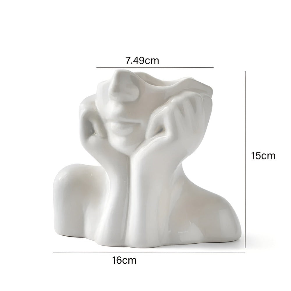 Vase FemmeFlora - Vase à Fleurs Expressive avec un Visage Humain