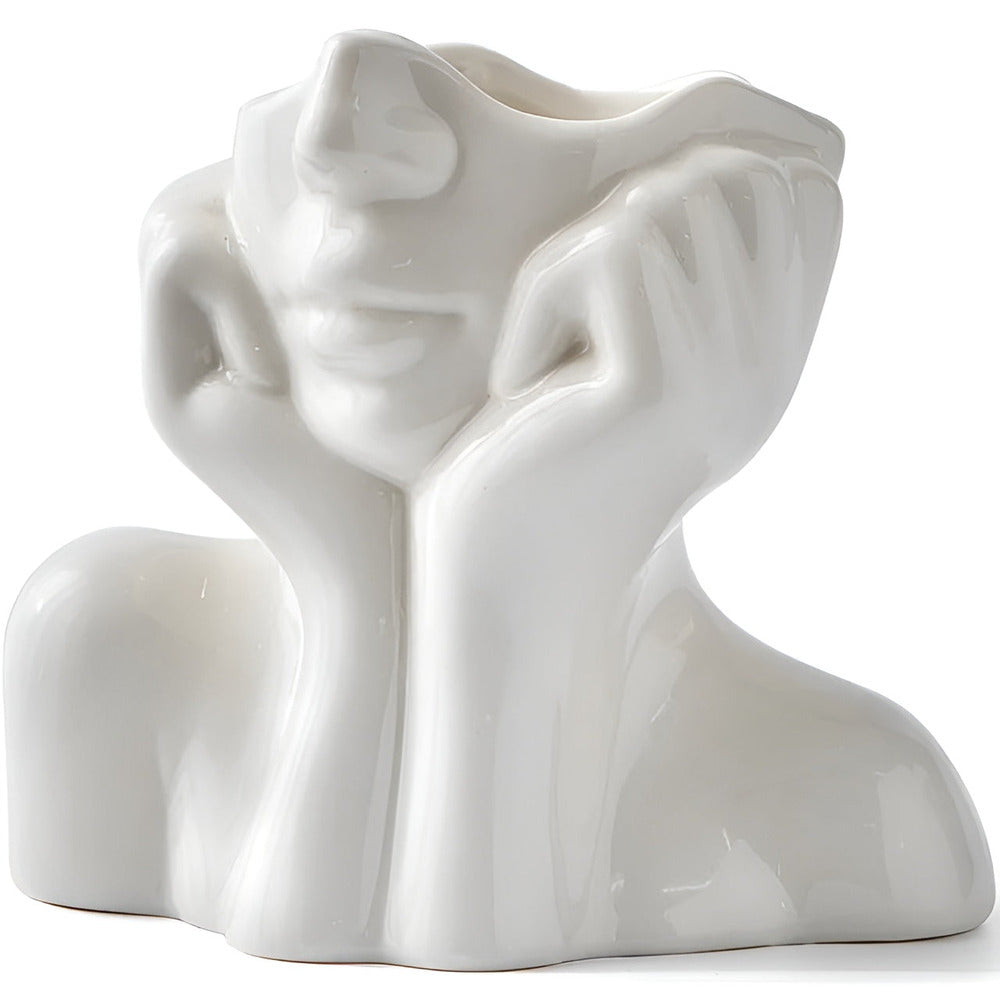 Vase FemmeFlora - Vase à Fleurs Expressive avec un Visage Humain