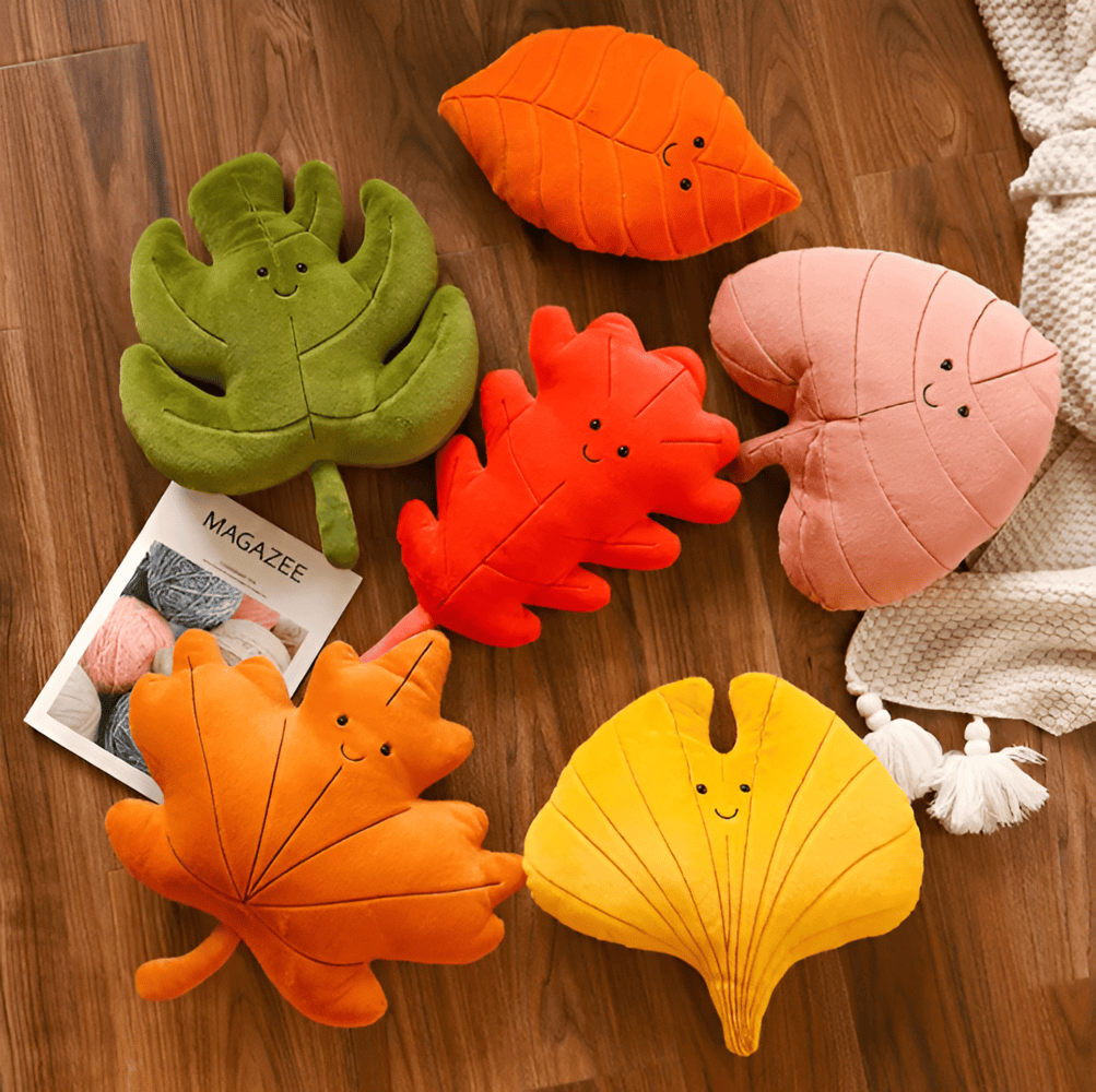 Coussin BladDrøm – Coussin en Velours Doux en Forme de Feuille pour Décoration
