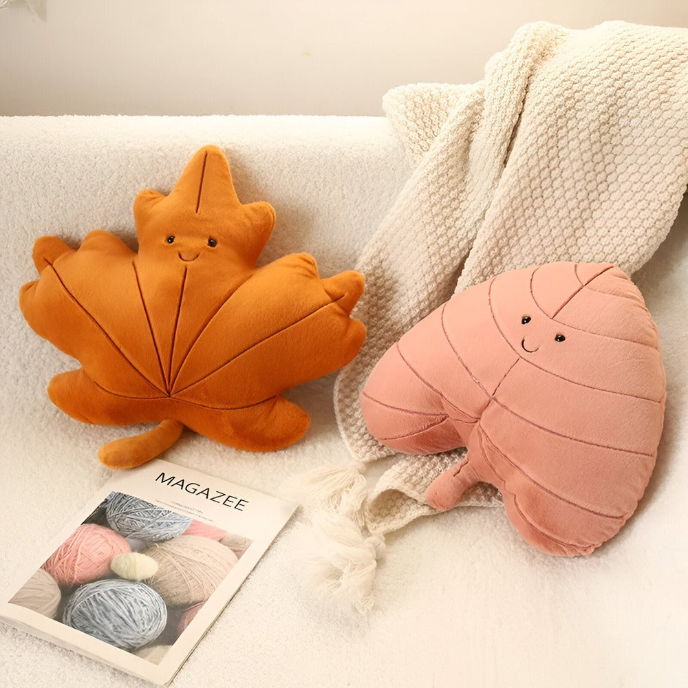 Coussin BladDrøm – Coussin en Velours Doux en Forme de Feuille pour Décoration