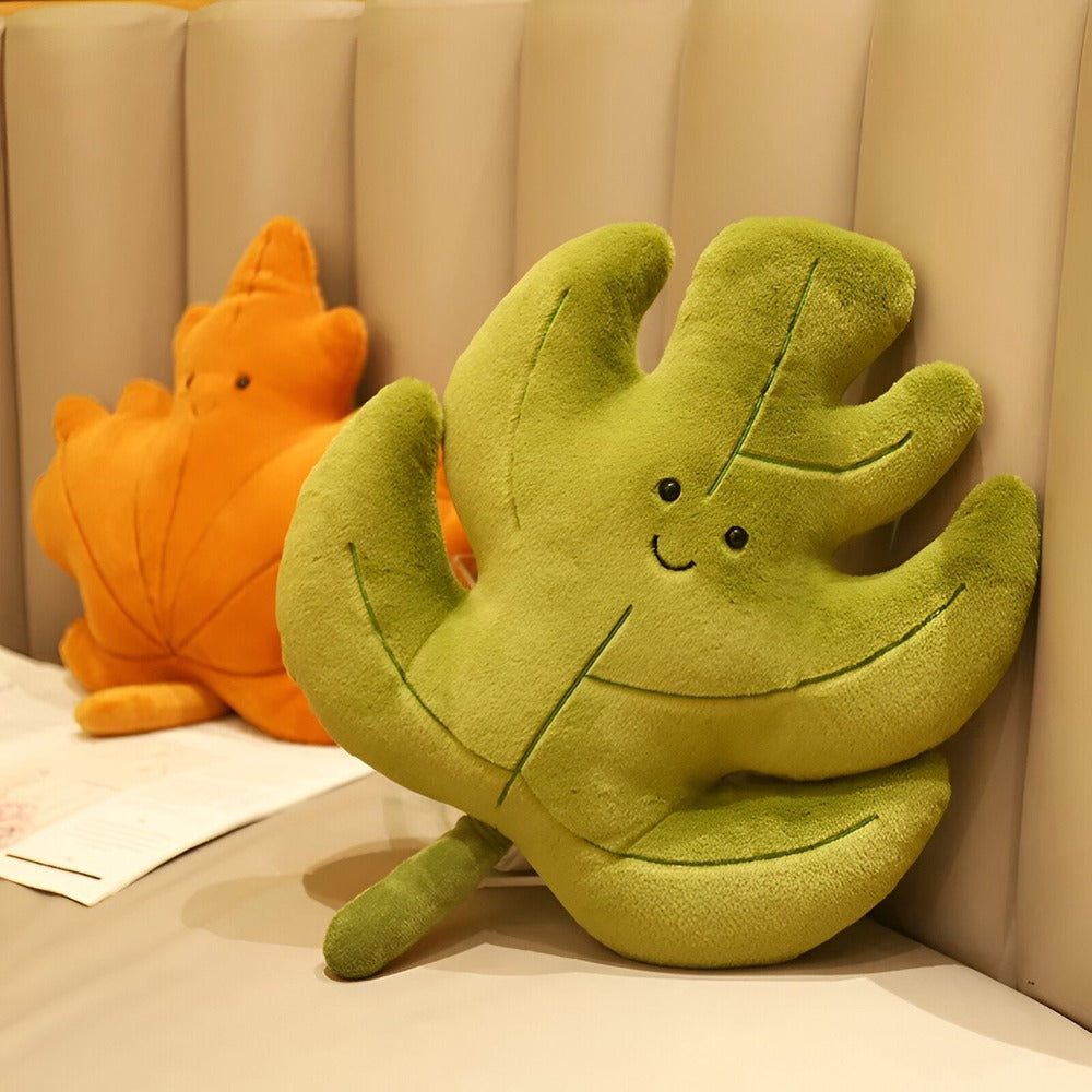 Coussin BladDrøm – Coussin en Velours Doux en Forme de Feuille pour Décoration
