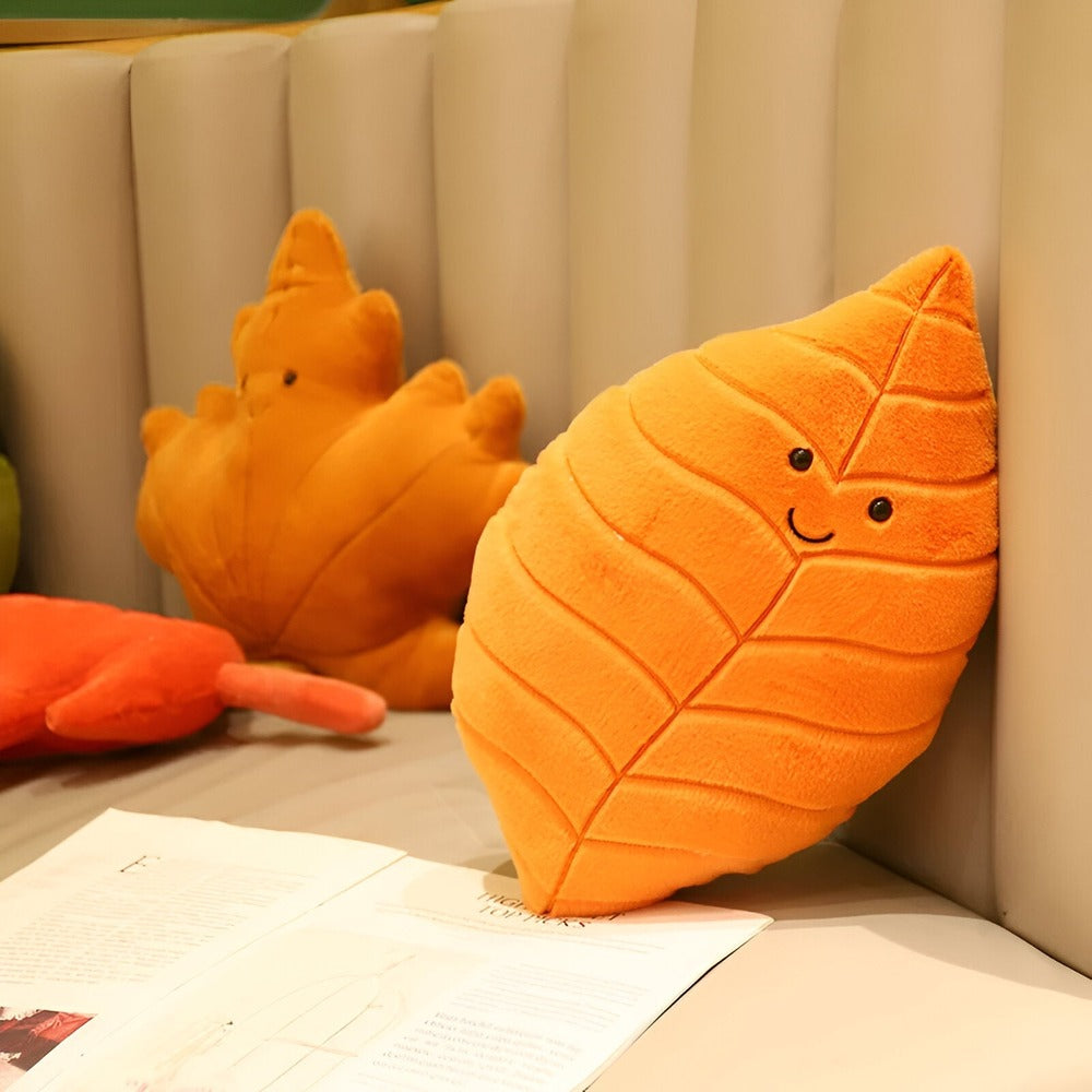 Coussin BladDrøm – Coussin en Velours Doux en Forme de Feuille pour Décoration