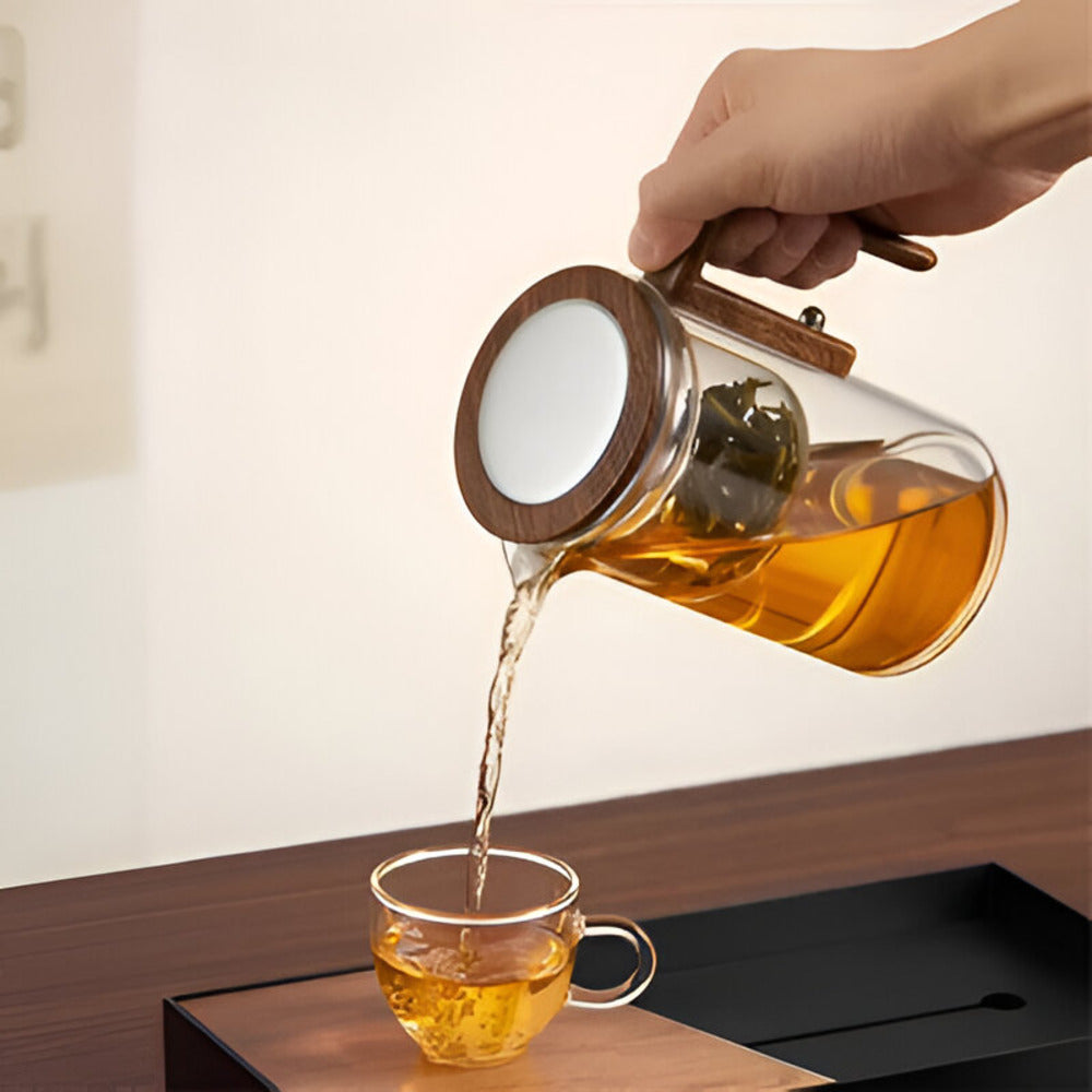 Boule à thé en verre élégant avec filtre - Design épuré pour la préparation de thés en vrac