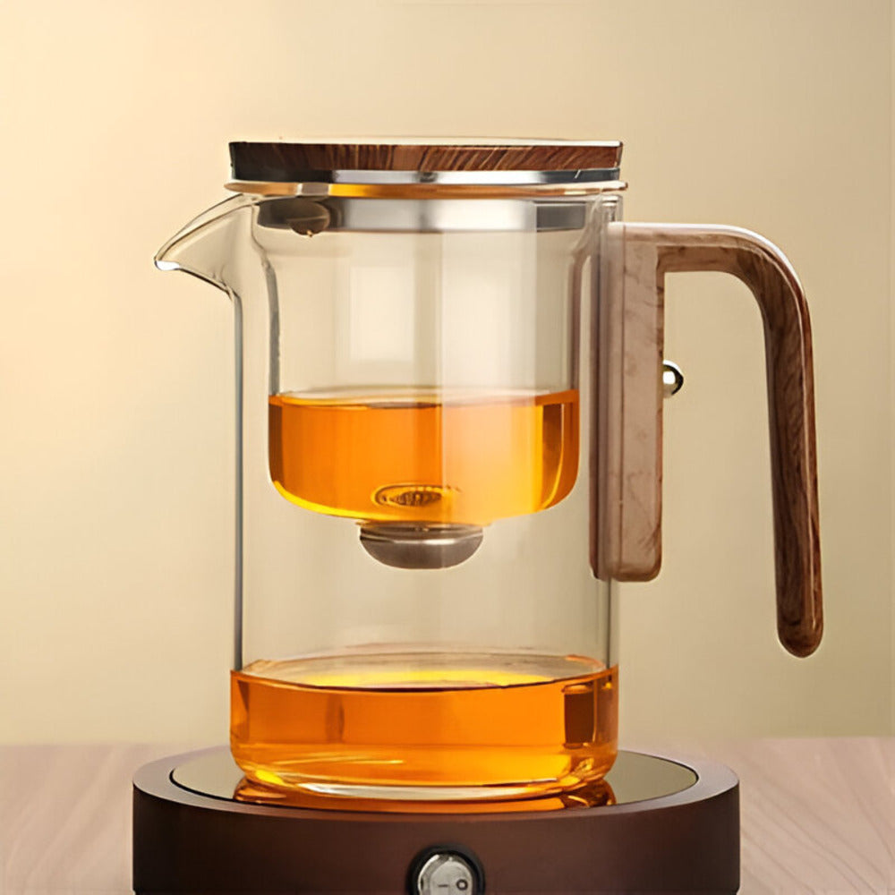 Boule à thé en verre élégant avec filtre - Design épuré pour la préparation de thés en vrac