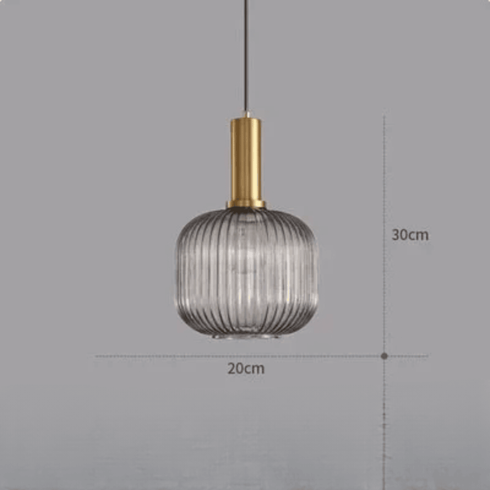 HuedRibbad Suspension - Lustre Rayé en Verre Vintage