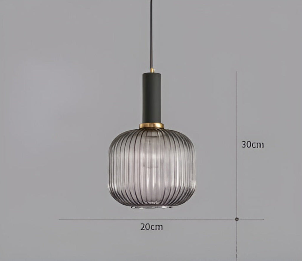 HuedRibbad Suspension - Lustre Rayé en Verre Vintage