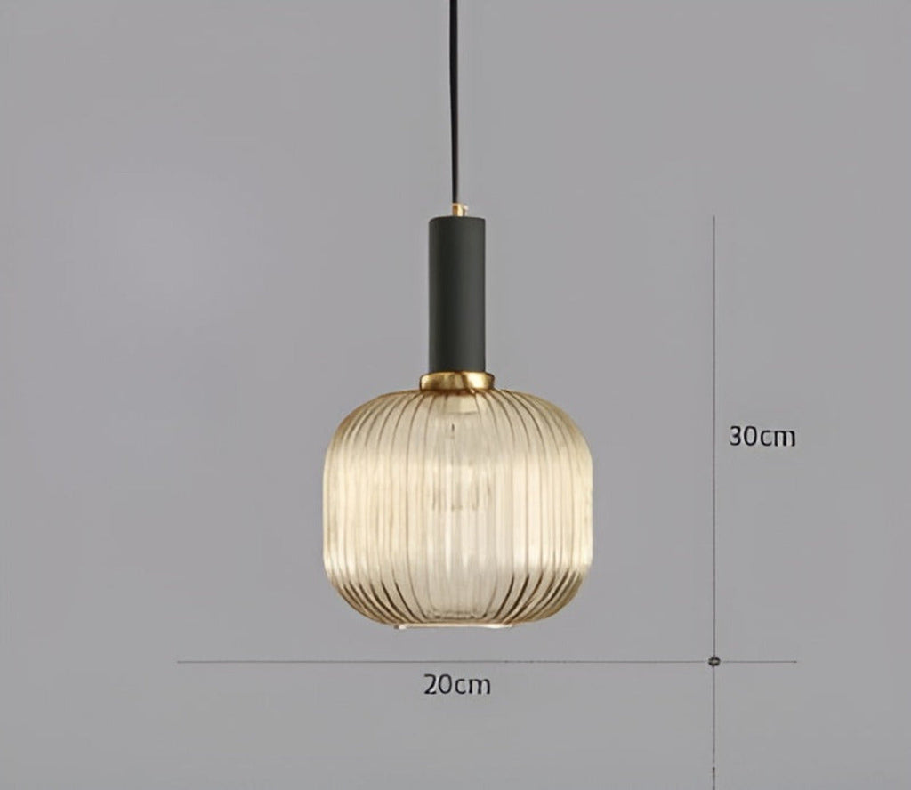 HuedRibbad Suspension - Lustre Rayé en Verre Vintage