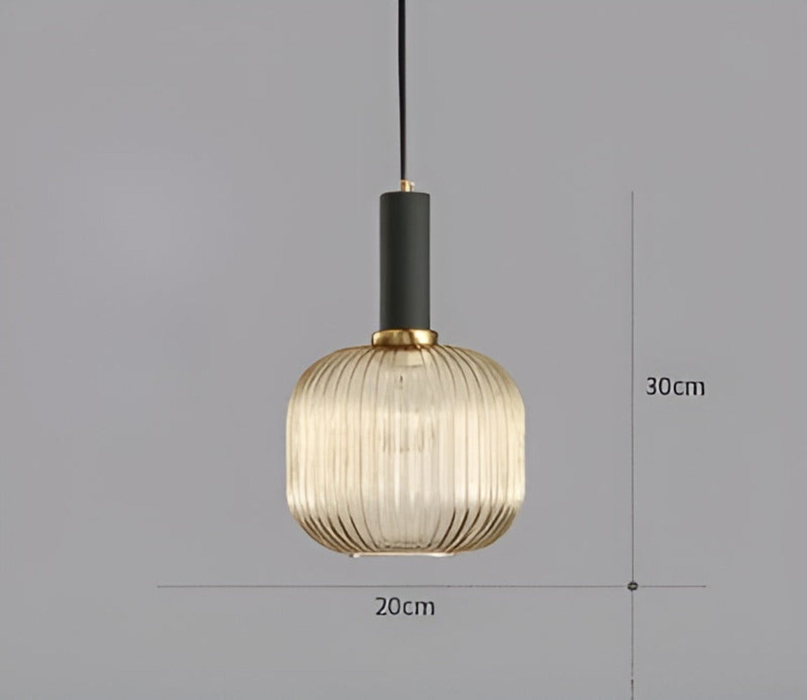 HuedRibbad Suspension - Lustre Rayé en Verre Vintage