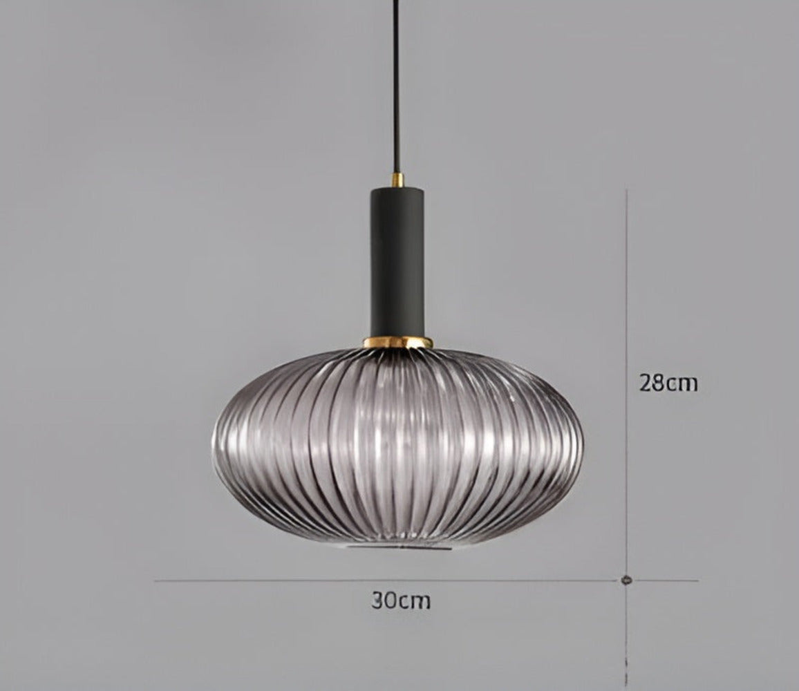 HuedRibbad Suspension - Lustre Rayé en Verre Vintage