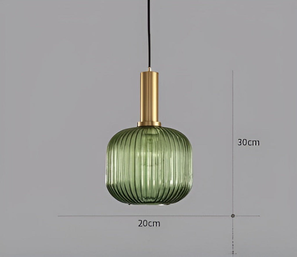 HuedRibbad Suspension - Lustre Rayé en Verre Vintage