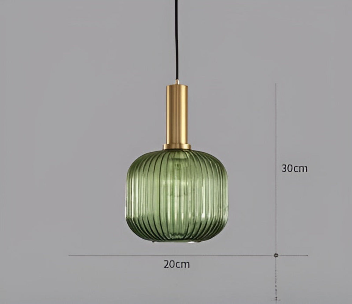 HuedRibbad Suspension - Lustre Rayé en Verre Vintage