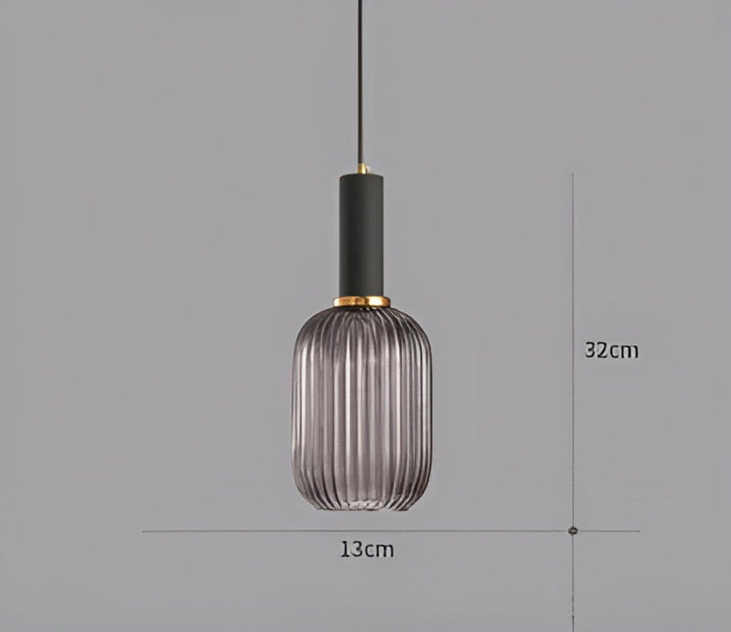 HuedRibbad Suspension - Lustre Rayé en Verre Vintage