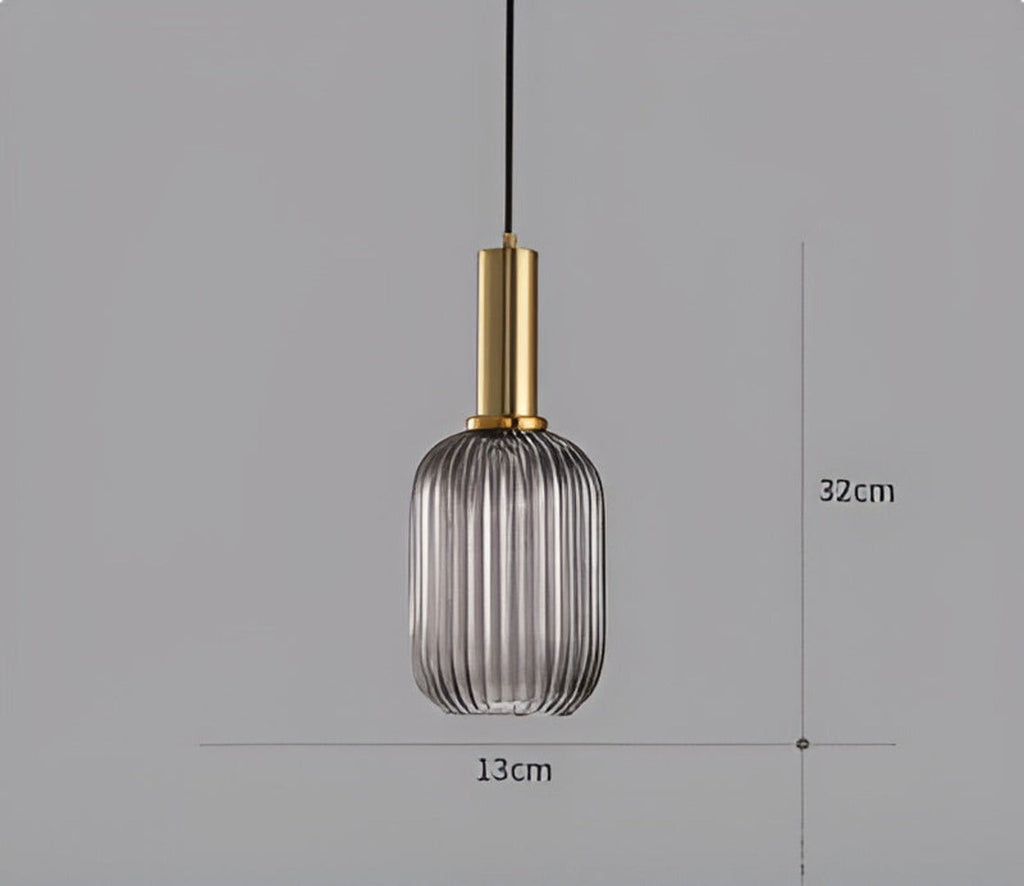 HuedRibbad Suspension - Lustre Rayé en Verre Vintage