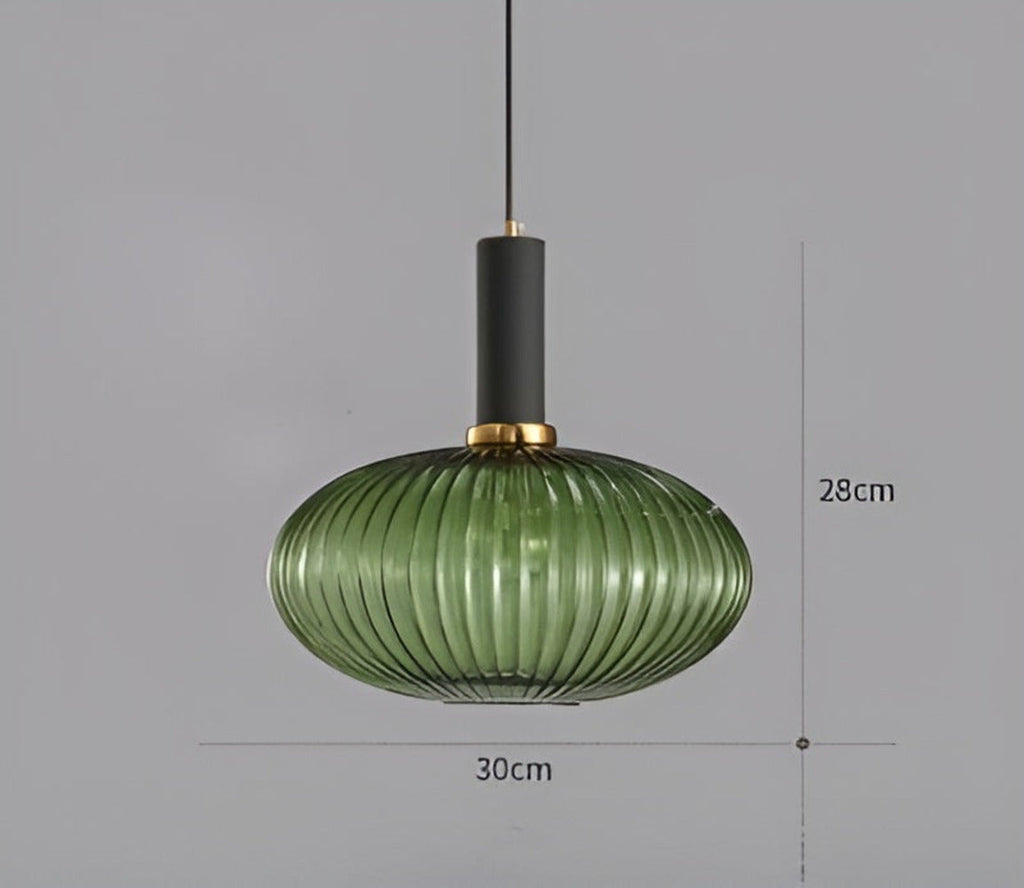 HuedRibbad Suspension - Lustre Rayé en Verre Vintage