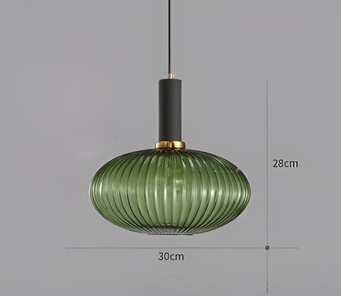HuedRibbad Suspension - Lustre Rayé en Verre Vintage
