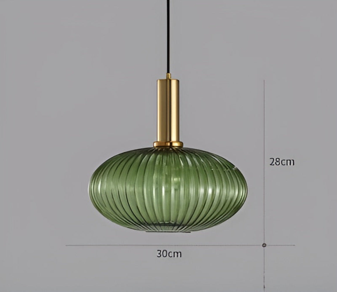 HuedRibbad Suspension - Lustre Rayé en Verre Vintage