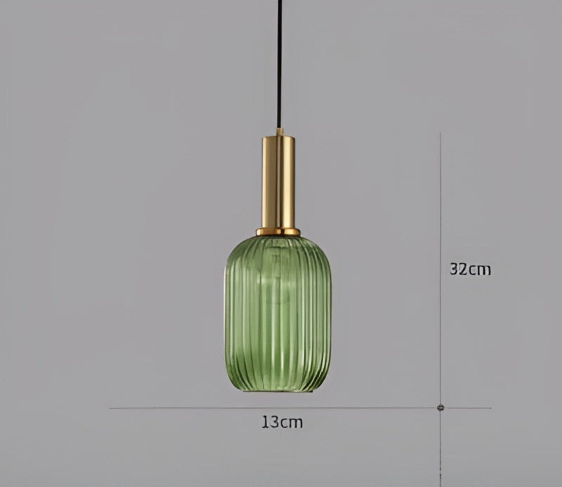 HuedRibbad Suspension - Lustre Rayé en Verre Vintage