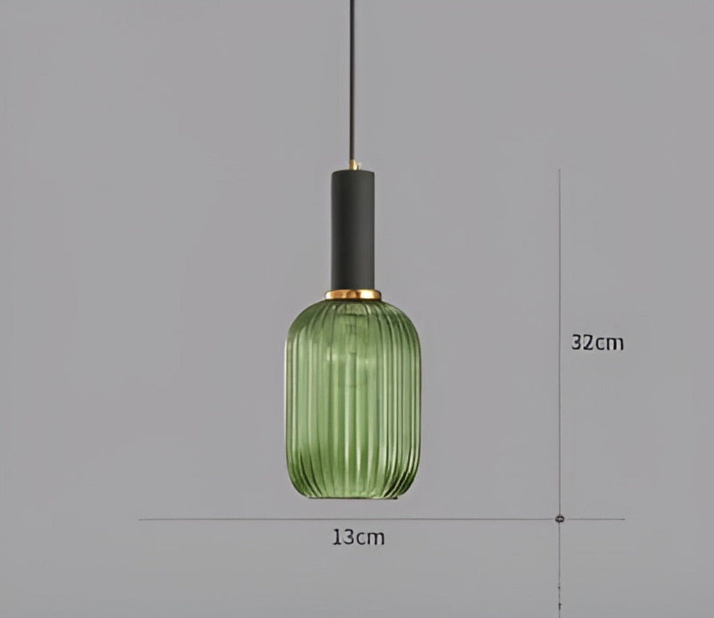 HuedRibbad Suspension - Lustre Rayé en Verre Vintage