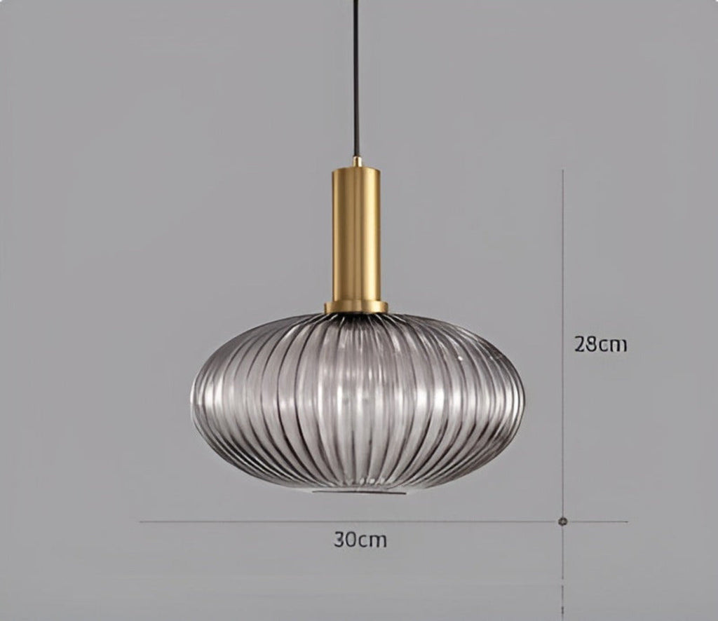 HuedRibbad Suspension - Lustre Rayé en Verre Vintage