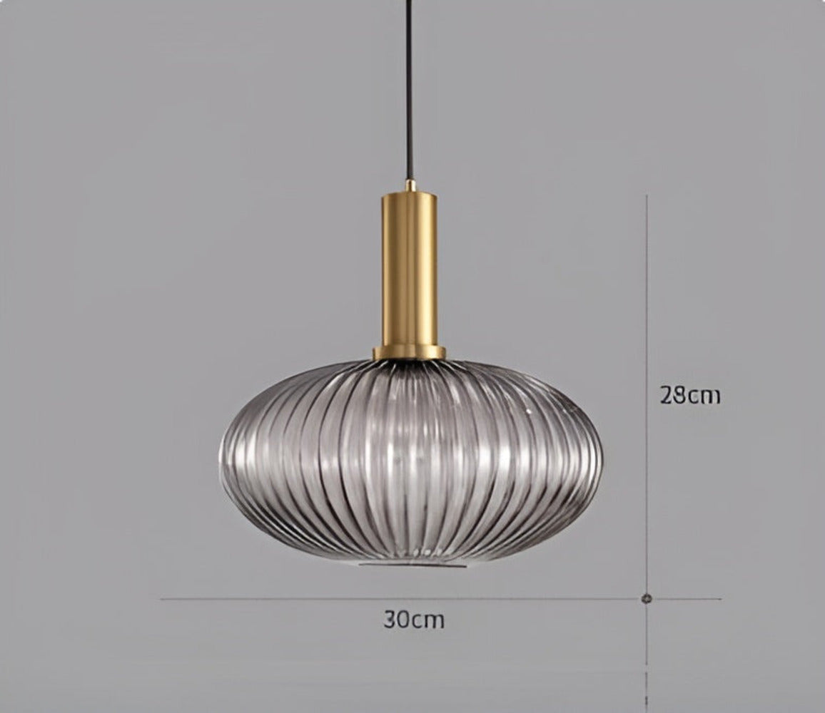 HuedRibbad Suspension - Lustre Rayé en Verre Vintage