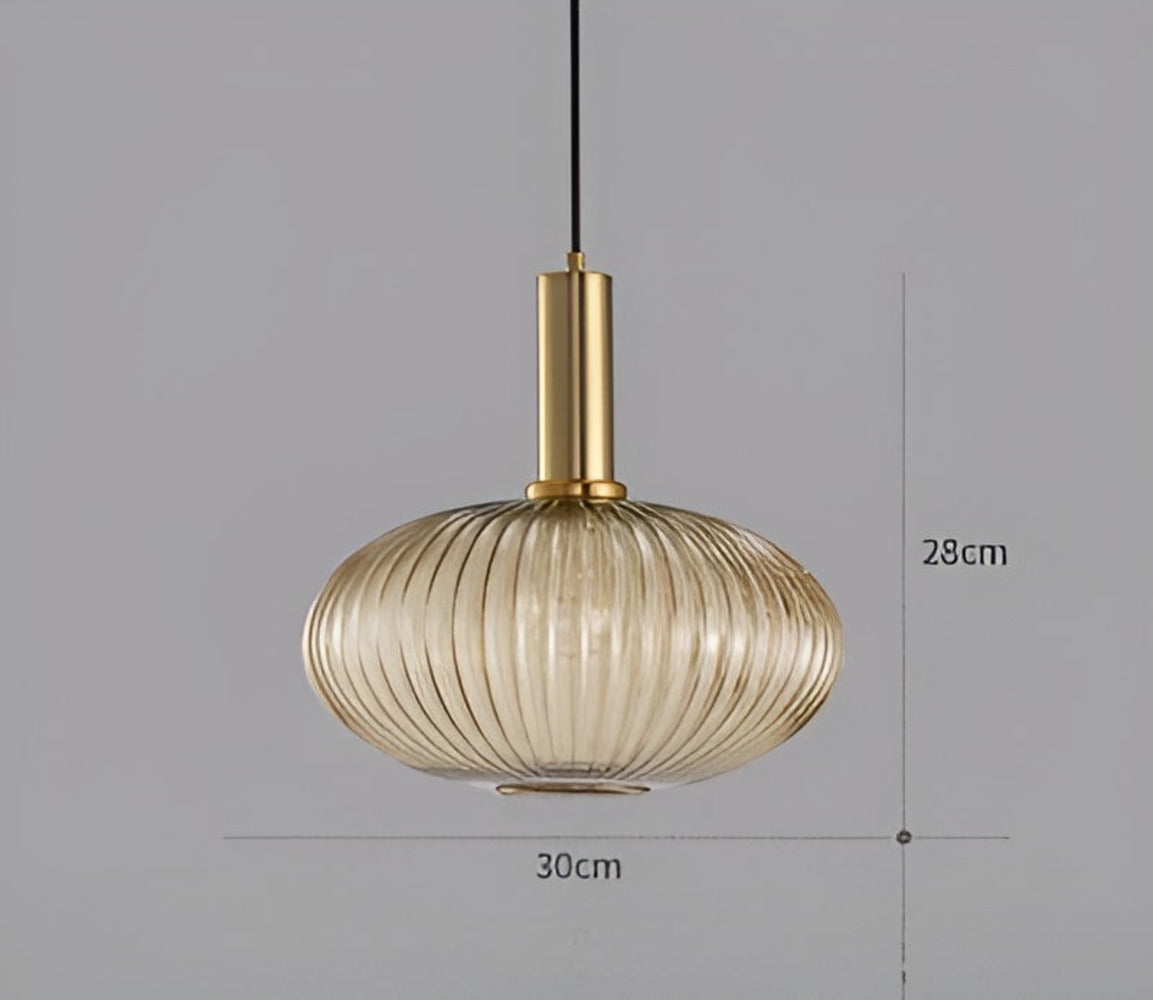 HuedRibbad Suspension - Lustre Rayé en Verre Vintage