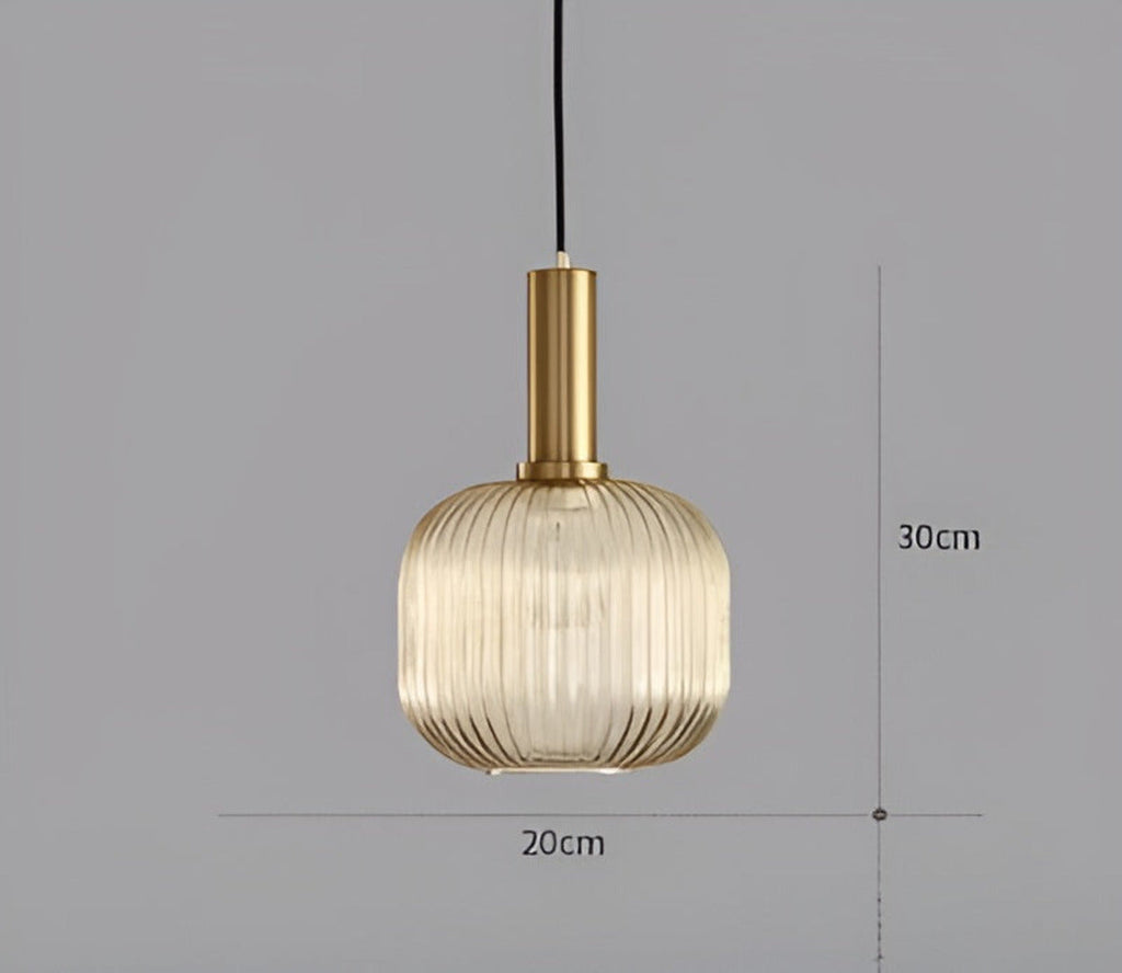 HuedRibbad Suspension - Lustre Rayé en Verre Vintage