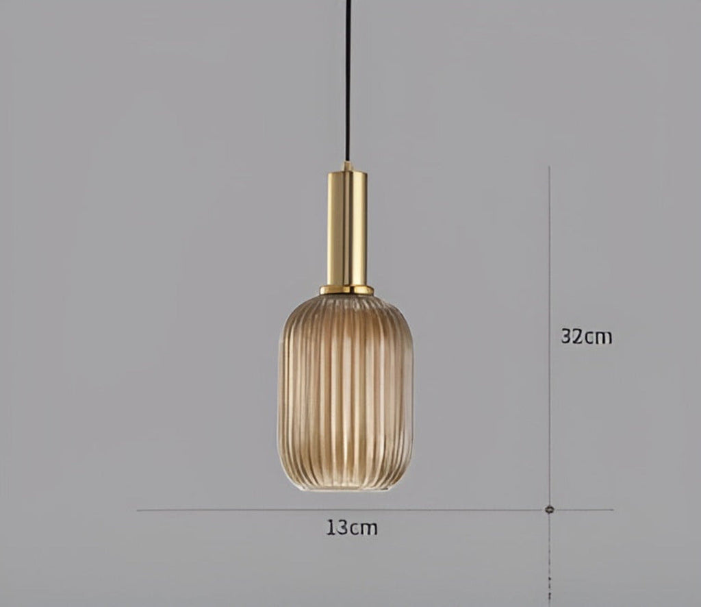 HuedRibbad Suspension - Lustre Rayé en Verre Vintage