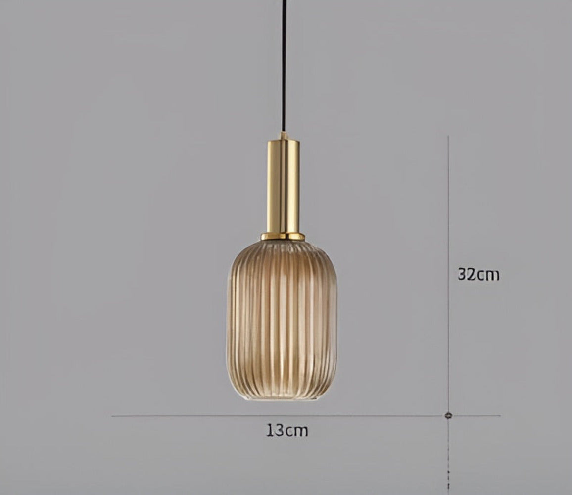 HuedRibbad Suspension - Lustre Rayé en Verre Vintage