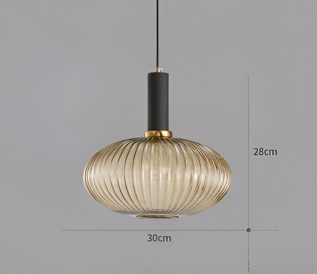 HuedRibbad Suspension - Lustre Rayé en Verre Vintage