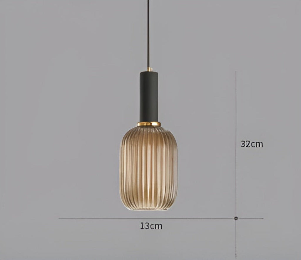 HuedRibbad Suspension - Lustre Rayé en Verre Vintage