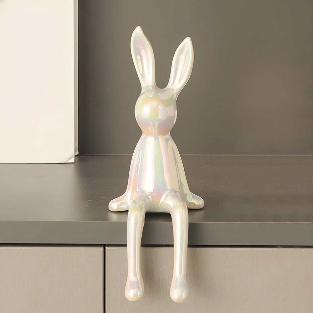 Lapin Céramique - Statue de Lapin Doré Brillant