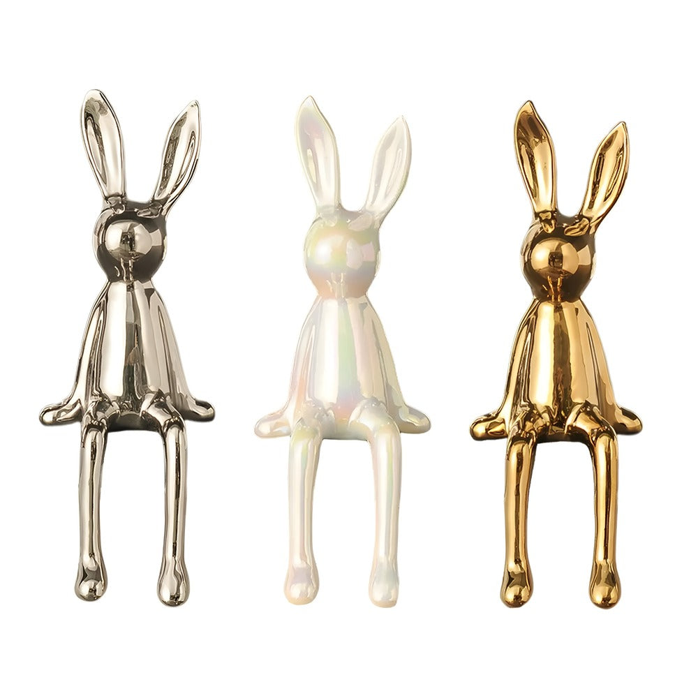 Lapin Céramique - Statue de Lapin Doré Brillant