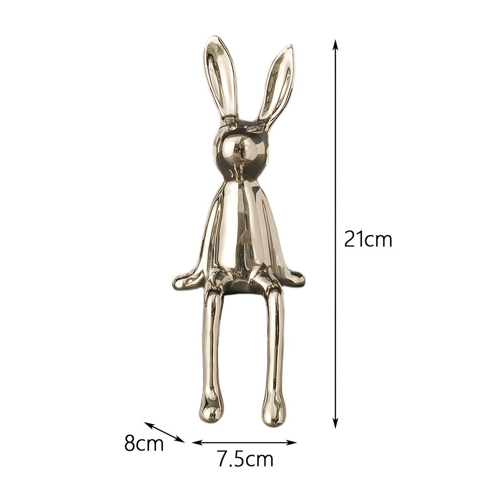 Lapin Céramique - Statue de Lapin Doré Brillant