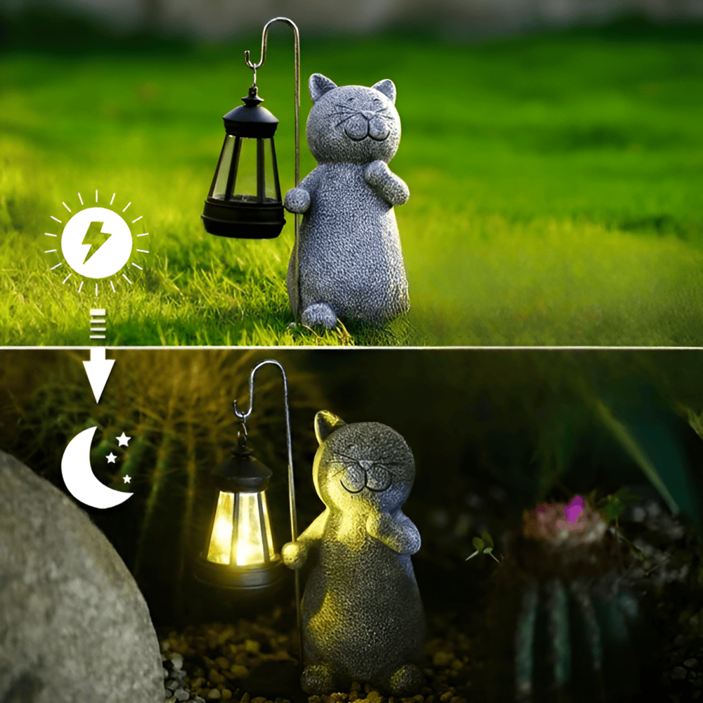 Lampe Solaire de Jardin en Forme de Chat