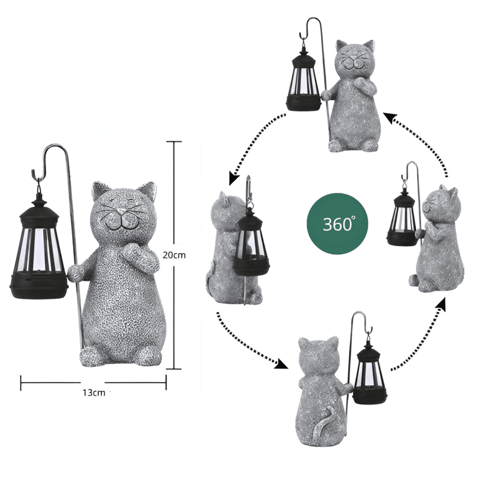 Lampe Solaire de Jardin en Forme de Chat