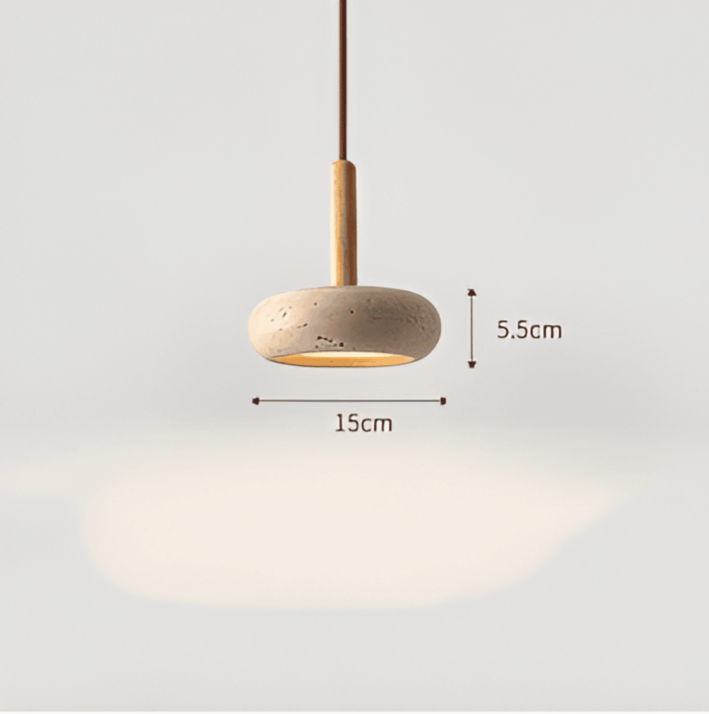 Suspension en travertin et bois – lampe de plafond naturelle