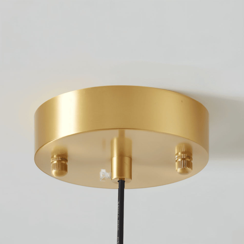 Lampe suspendue rétro en verre et cuivre – lampe de plafond Bauhaus avec éclairage chaud