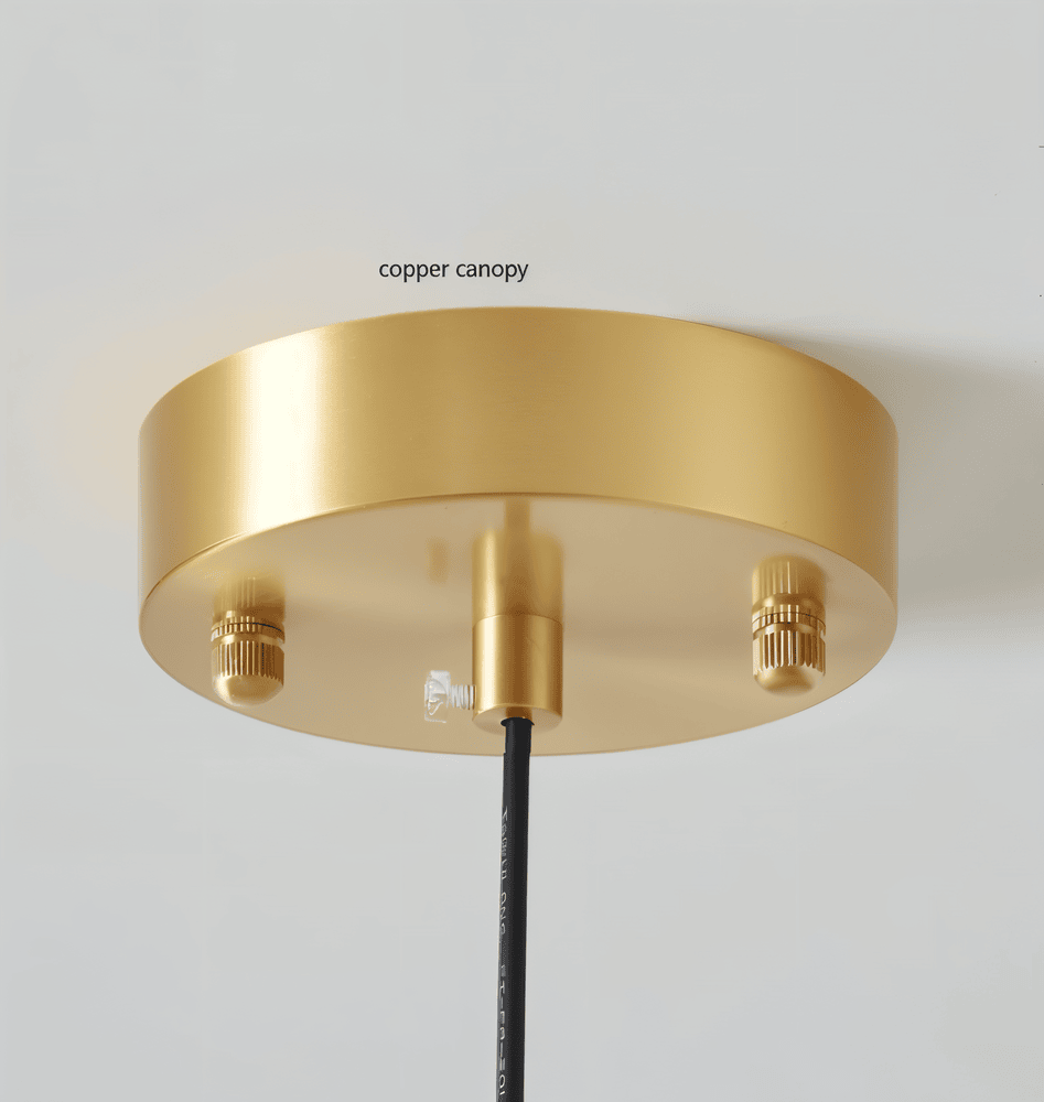 Lampe suspendue rétro en verre et cuivre – lampe de plafond Bauhaus avec éclairage chaud