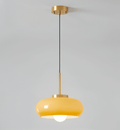 Lampe suspendue rétro en verre et cuivre – lampe de plafond Bauhaus avec éclairage chaud