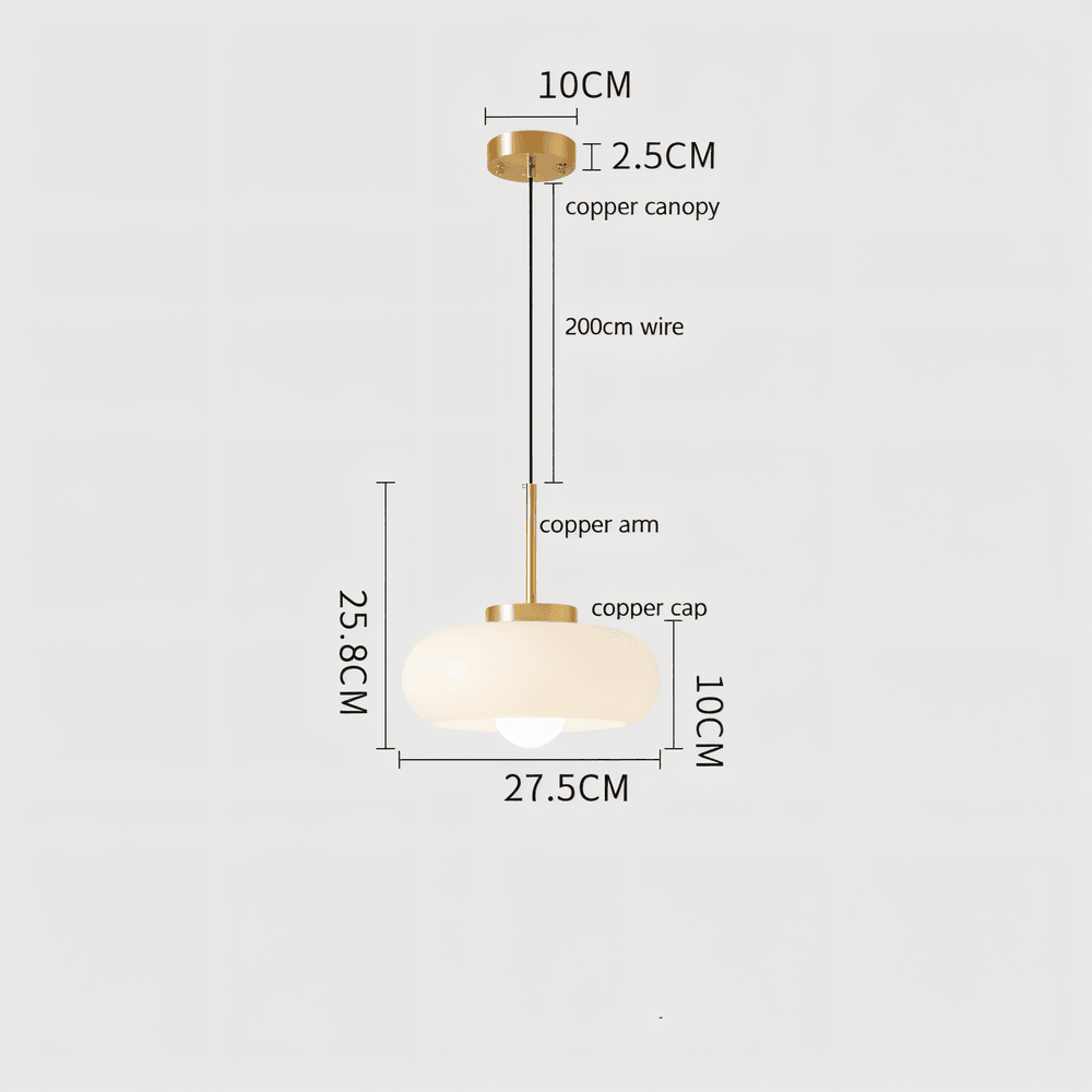 Lampe suspendue rétro en verre et cuivre – lampe de plafond Bauhaus avec éclairage chaud