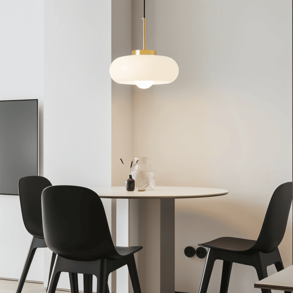Lampe suspendue rétro en verre et cuivre – lampe de plafond Bauhaus avec éclairage chaud
