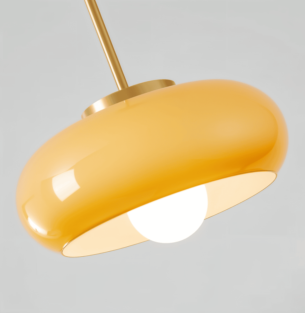 Lampe suspendue rétro en verre et cuivre – lampe de plafond Bauhaus avec éclairage chaud