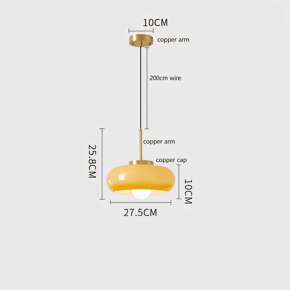 Lampe suspendue rétro en verre et cuivre – lampe de plafond Bauhaus avec éclairage chaud