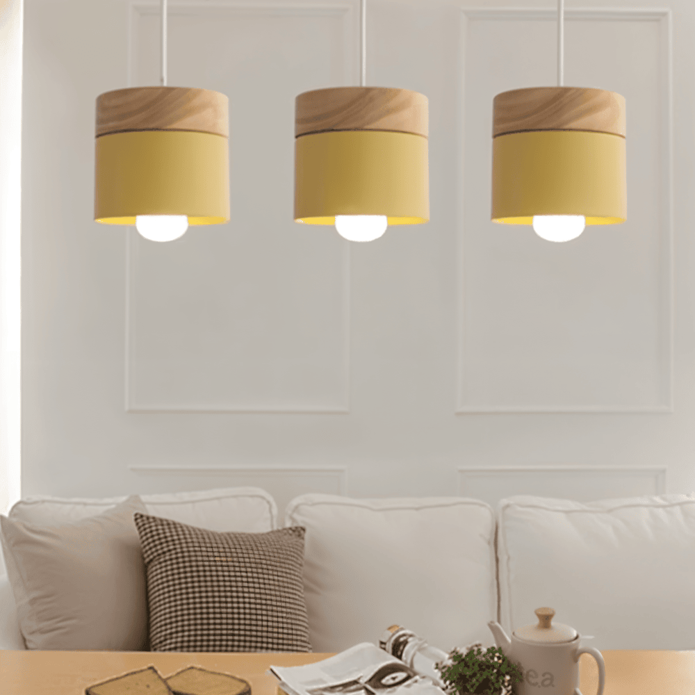 NordicaTube – Suspension en Métal et Bois au Design Cylindrique Moderne