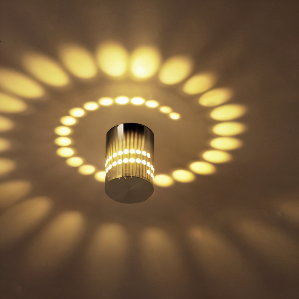 Lampe murale LED cylindrique avec effet spirale – lampe de design moderne